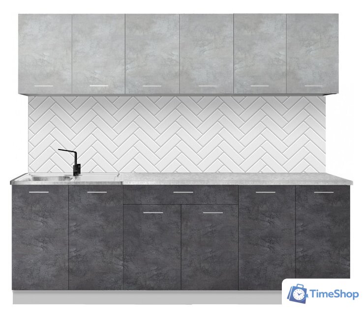 Готовая кухня Артём-Мебель Лана СН-113 без стекла 2.4 (бетон спаркс лайт/бетон спаркс) - Изображение №1 — Интернет-магазин Time-Shop