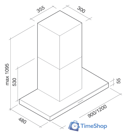 Кухонная вытяжка Falmec Lumina NRS 90 800 м3/ч (нержавеющая сталь) - Изображение №4 — Интернет-магазин Time-Shop