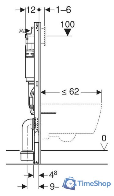 Инсталляция для унитаза Geberit Duofix H112 111.153.00.3 - Изображение №4 — Интернет-магазин Time-Shop