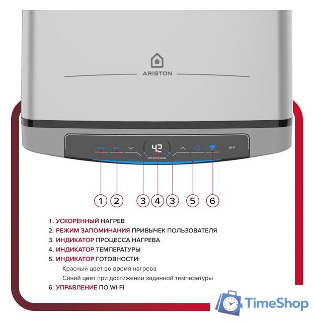 Накопительный электрический водонагреватель Ariston Velis Lux Abse Dry Wifi 80 - Изображение №3 — Интернет-магазин Time-Shop
