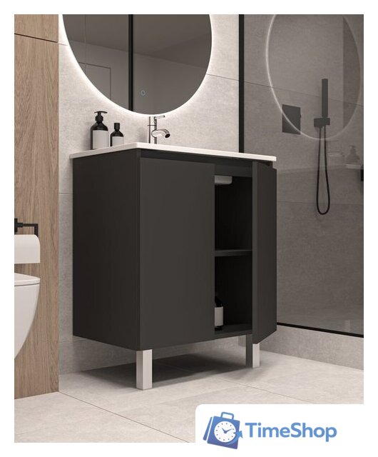 ЗОВ Тумба под умывальник Монови 80 M80LG0LGS (напольная/антрацит) - Изображение №6 — Интернет-магазин Time-Shop