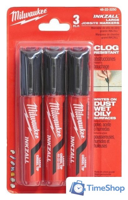 Маркер строительный Milwaukee Inkzall L 4932471554 (3 шт, черный) - Изображение №1 — Интернет-магазин Time-Shop