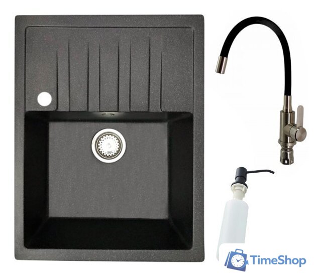 Кухонная мойка БелЭворс Vega L + смеситель W74004-2 + дозатор L405F (черный) - Изображение №1 — Интернет-магазин Time-Shop