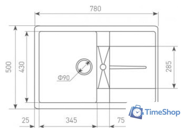 Кухонная мойка Zigmund & Shtain Rechteck 780 (топленое молоко) - Изображение №2 — Интернет-магазин Time-Shop