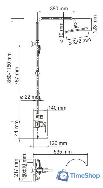 Душевая система  Wasserkraft A16601 - Изображение №6 — Интернет-магазин Time-Shop