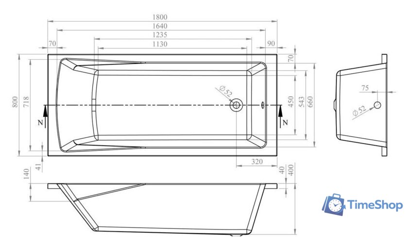 Ванна Lavinia Boho One 180x80 3701008P - Изображение №3 — Интернет-магазин Time-Shop