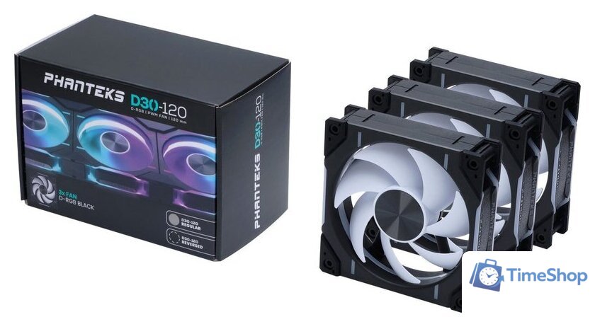 Комплект вентиляторов для корпуса Phanteks D30-120 D-RGB Regular Black Triple PH-F120D30_DRGB_PWM_BK01_3P - Изображение №1 — Интернет-магазин Time-Shop
