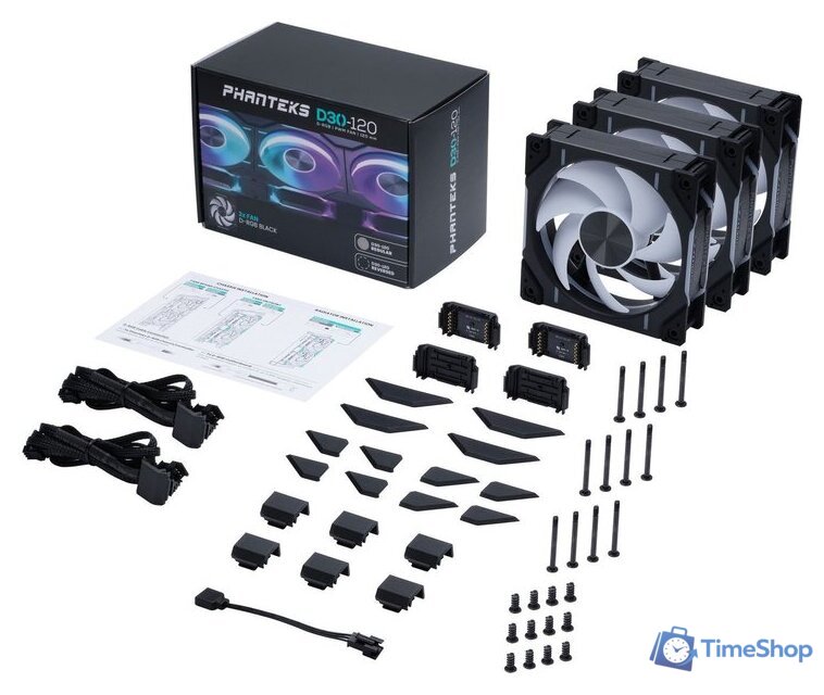 Комплект вентиляторов для корпуса Phanteks D30-120 D-RGB Regular Black Triple PH-F120D30_DRGB_PWM_BK01_3P - Изображение №8 — Интернет-магазин Time-Shop