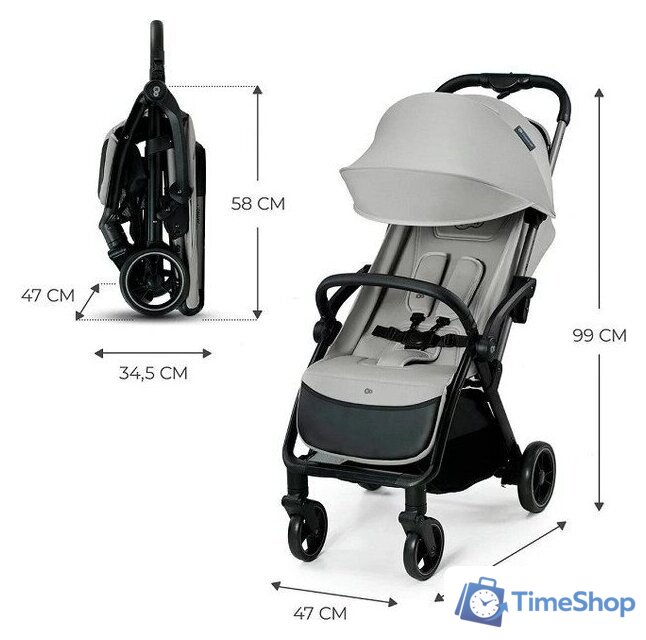 Коляска прогулочная «книга» KinderKraft Apino (серый) - Изображение №3 — Интернет-магазин Time-Shop