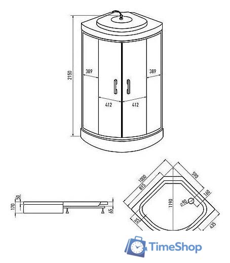 Душевая кабина Erlit ER3510P-C2-RUS (100х100) - Изображение №6 — Интернет-магазин Time-Shop
