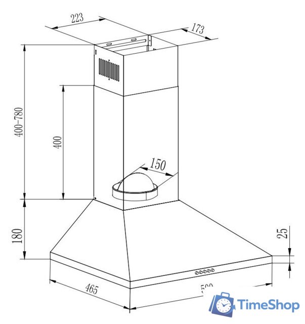 Кухонная вытяжка GrandGermes Rimini 50 (черный) - Изображение №2 — Интернет-магазин Time-Shop