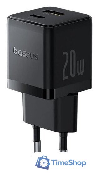 Сетевое зарядное Baseus Palm Fast Charger C+U 20W EU P10111608113-00 (черный) - Изображение №1 — Интернет-магазин Time-Shop
