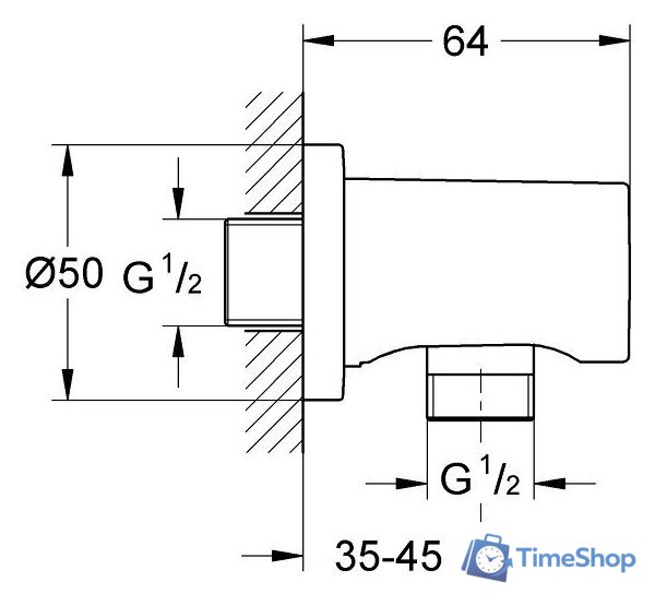 Шланговое подключение Grohe Rainshower 27057000 (хром) - Изображение №4 — Интернет-магазин Time-Shop