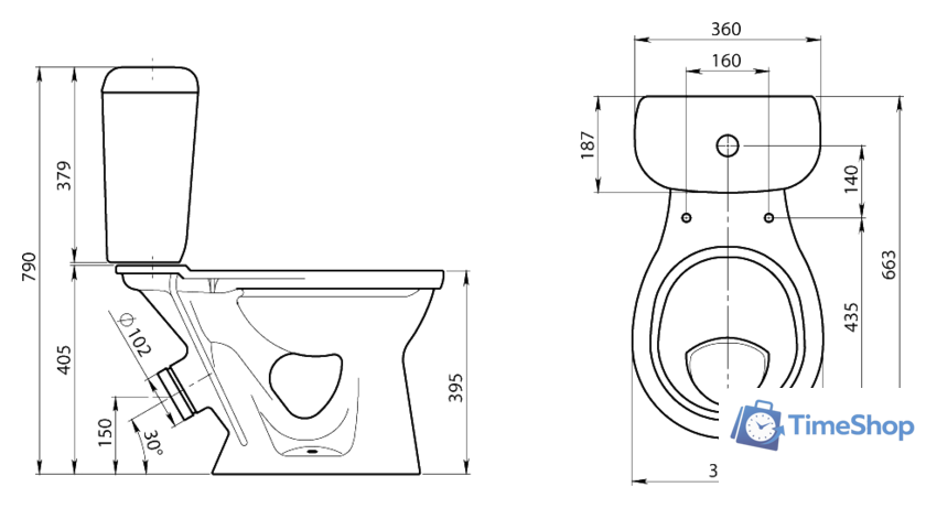 Унитаз напольный Santeri Виктория Стандарт (1.P301.6.S00.00B.F) - Изображение №2 — Интернет-магазин Time-Shop