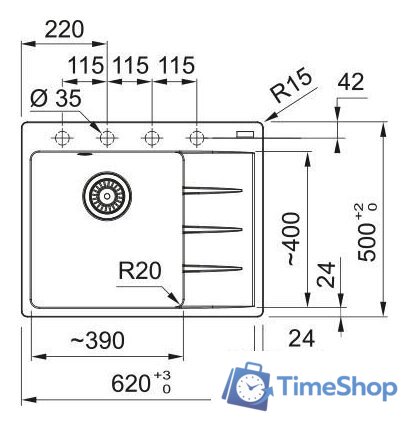 Кухонная мойка Franke Centro CNG 611-62 TL 114.0738.004 (серый сланец) - Изображение №3 — Интернет-магазин Time-Shop