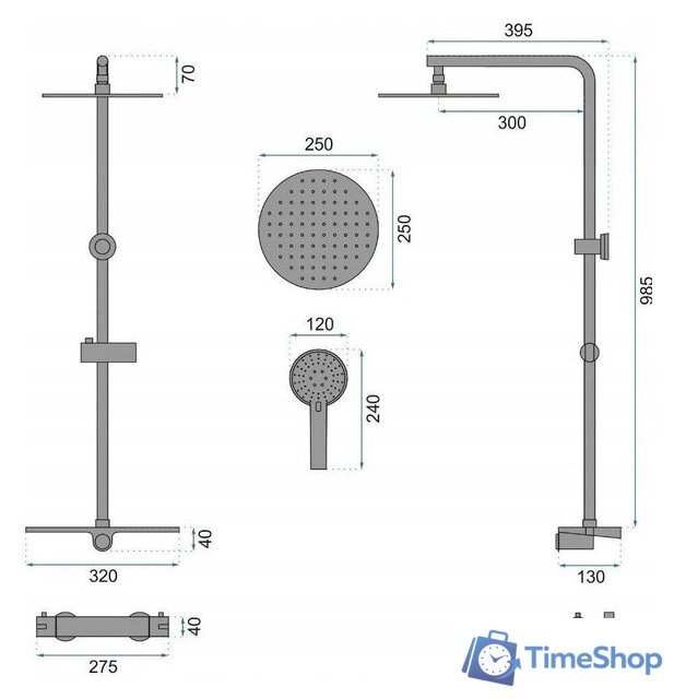 Душевая система  Rea Mike REA-P0550 (черный) - Изображение №9 — Интернет-магазин Time-Shop
