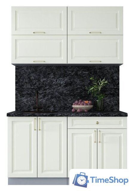 Готовая кухня Интерлиния Мила Шато 1.4Б (белый/белый/кастилло темный) - Изображение №1 — Интернет-магазин Time-Shop