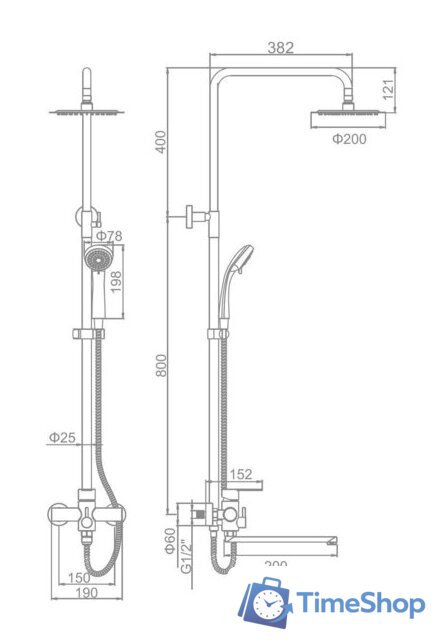 Душевая система  Ledeme L72403-1 - Изображение №2 — Интернет-магазин Time-Shop