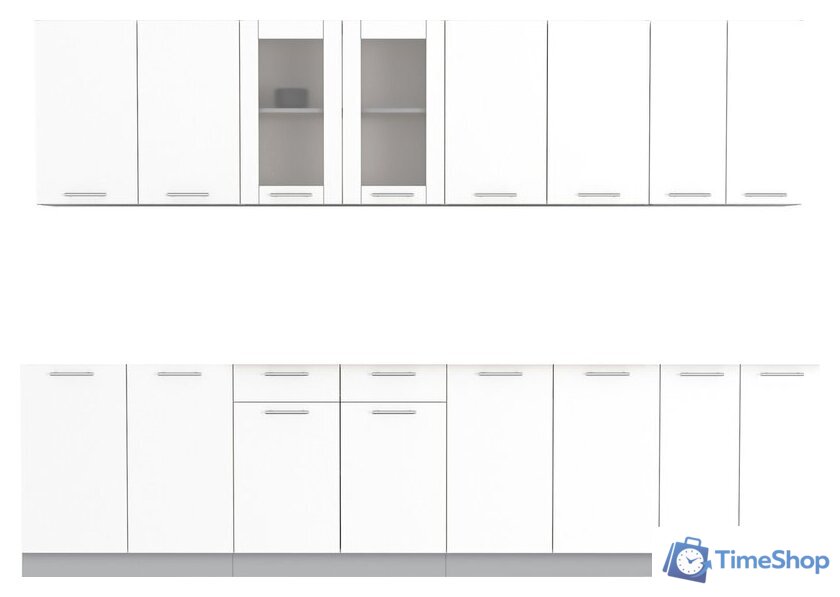 Готовая кухня Интерлиния Мила 30 без столешницы (белый платинум) - Изображение №1 — Интернет-магазин Time-Shop