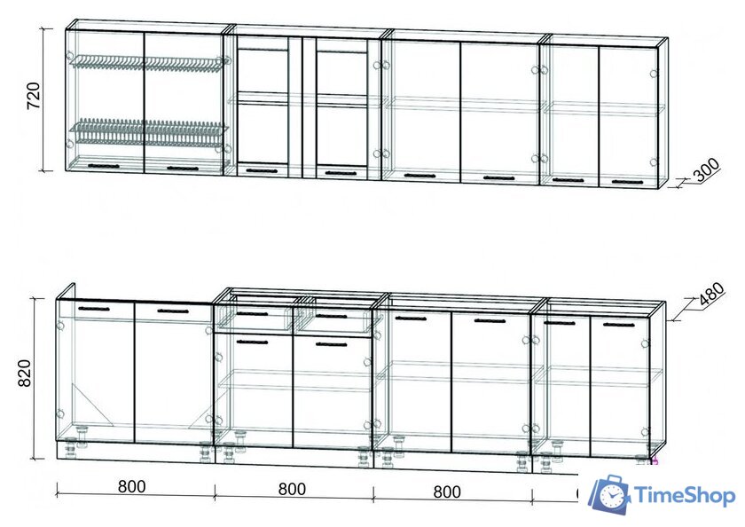 Готовая кухня Интерлиния Мила 30 без столешницы (белый платинум) - Изображение №2 — Интернет-магазин Time-Shop
