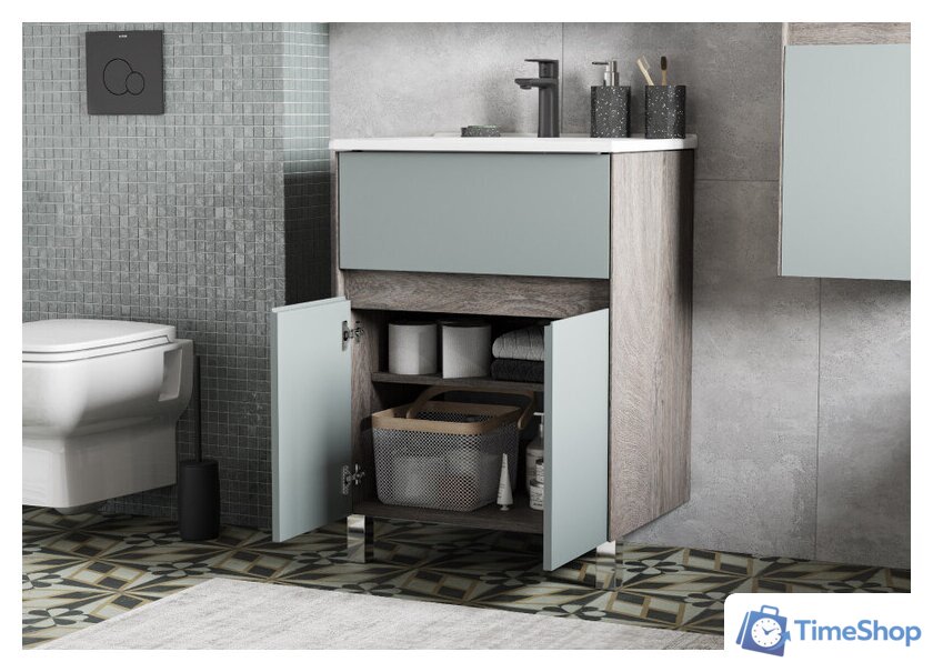  Акватон Тумба с умывальником Форест 60 1A2782K0FR9C0 (дуб рошелье/сумеречный голубой) - Изображение №11 — Интернет-магазин Time-Shop