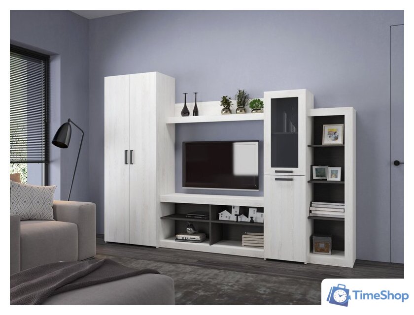 Стенка Genesis Мебель Oskar 4 (сосна белая Loft/венге) - Изображение №1 — Интернет-магазин Time-Shop