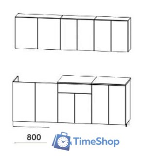 Готовая кухня Артём-Мебель Лана СН-113 без стекла 2.0 (бетон спаркс лайт/бетон спаркс) - Изображение №5 — Интернет-магазин Time-Shop
