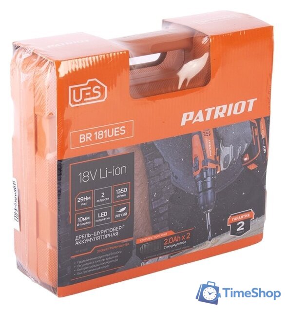 Дрель-шуруповерт Patriot BR 181UES 180201481 (с 2-мя АКБ, кейс) - Изображение №9 — Интернет-магазин Time-Shop