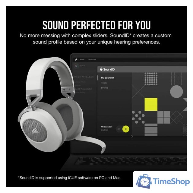 Наушники Corsair HS65 Wireless V2 (белый) - Изображение №5 — Интернет-магазин Time-Shop