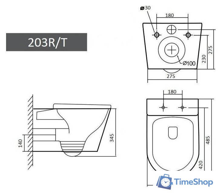 Унитаз подвесной Grado GD-W203T + TECE 9400414 (с кнопкой смыва) - Изображение №16 — Интернет-магазин Time-Shop