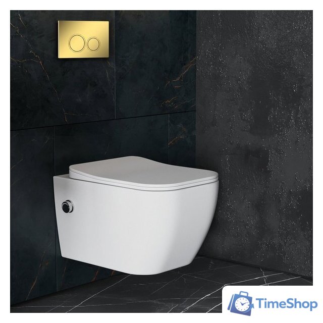 Унитаз подвесной Roxen Cube bidet в комплекте с инсталляцией StounFix Dual Fresh 6 в 1 968094 (кнопка: золото глянцевое ) - Изображение №9 — Интернет-магазин Time-Shop
