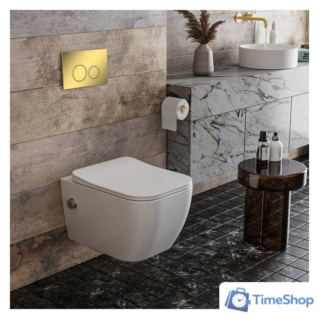 Унитаз подвесной Roxen Cube bidet в комплекте с инсталляцией StounFix Dual Fresh 6 в 1 968094 (кнопка: золото глянцевое ) - Изображение №8 — Интернет-магазин Time-Shop