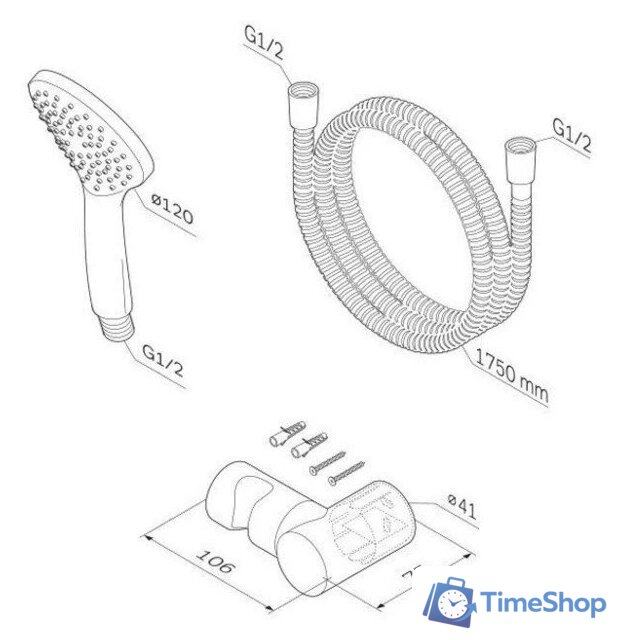 Душевой гарнитур  AM.PM Gem F0119000 - Изображение №2 — Интернет-магазин Time-Shop
