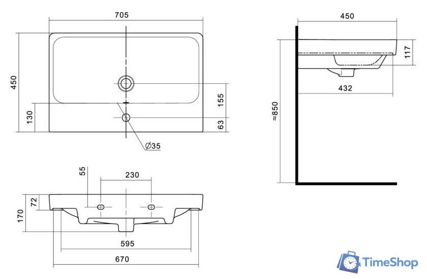  Акватон Тумба с умывальником Сканди 70 1A2518K0SD010+1WH501628 - Изображение №8 — Интернет-магазин Time-Shop