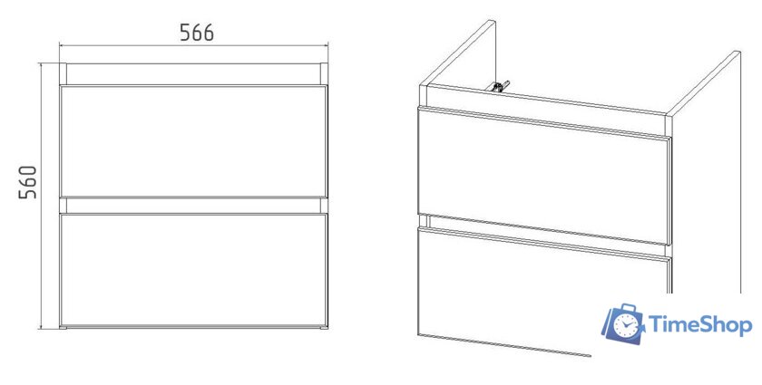  Viant Тумба под умывальник Мальта Como 60 VMAL60COBEL-T2YP - Изображение №5 — Интернет-магазин Time-Shop
