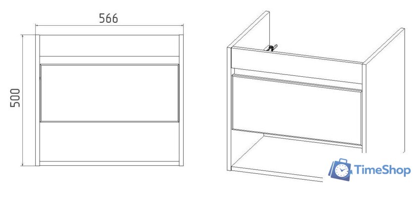  Viant Тумба под умывальник Бостон Como 60 VBOS60CO-T1STP - Изображение №4 — Интернет-магазин Time-Shop
