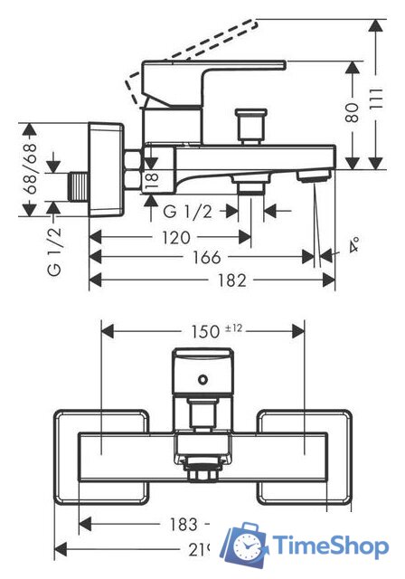 Смеситель Hansgrohe Vernis Shape 71450670 - Изображение №2 — Интернет-магазин Time-Shop