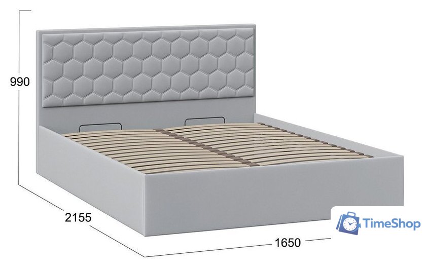 Кровать Трия Порто универсальная с ПМ и заглушиной 160x200 (велюр Confetti Silver) - Изображение №4 — Интернет-магазин Time-Shop