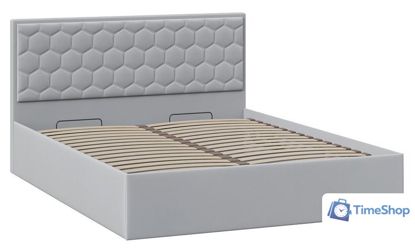 Кровать Трия Порто универсальная с ПМ и заглушиной 160x200 (велюр Confetti Silver) - Изображение №2 — Интернет-магазин Time-Shop