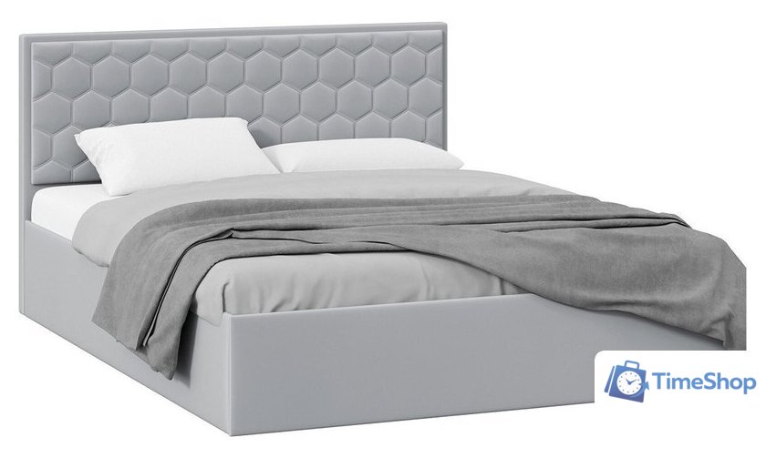 Кровать Трия Порто универсальная с ПМ и заглушиной 160x200 (велюр Confetti Silver) - Изображение №1 — Интернет-магазин Time-Shop