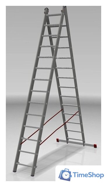 Лестница-стремянка Новая высота NV 522 двухсекционная индустриальная 2x14 ступеней - Изображение №3 — Интернет-магазин Time-Shop