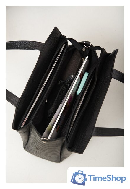 Женская сумка Souffle 322 3225001 (черный кайман эластичный) - Изображение №8 — Интернет-магазин Time-Shop