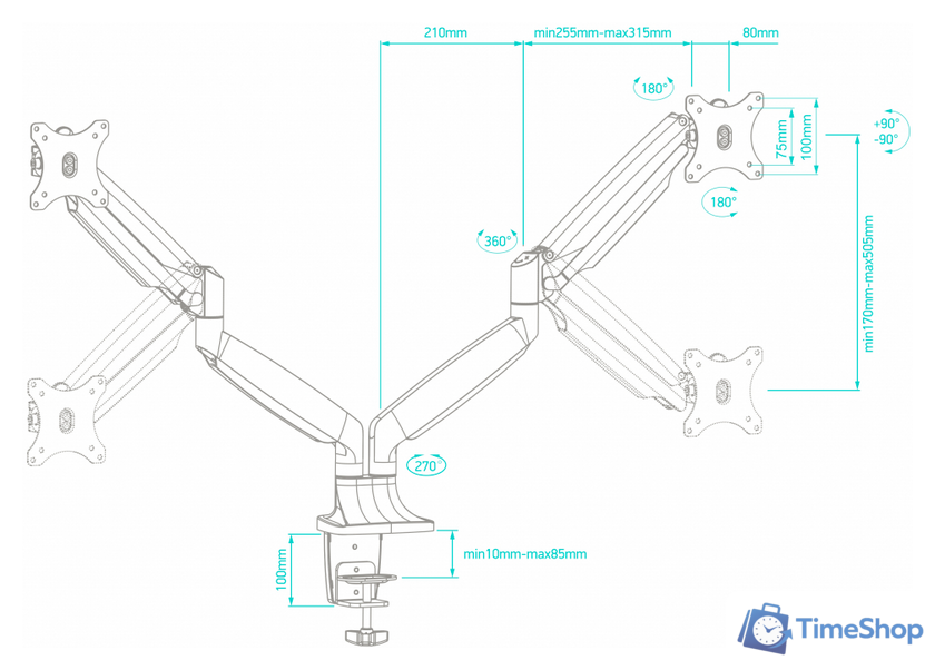 Кронштейн для монитора Onkron G200B - Изображение №11 — Интернет-магазин Time-Shop