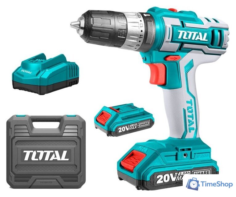Ударная дрель-шуруповерт Total TIDLI200215 (с 2-мя АКБ, кейс) - Изображение №1 — Интернет-магазин Time-Shop