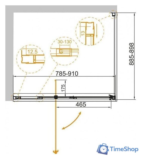 Душевой уголок Cezares VARIANTE-AH-1-80/90-90-C-Cr - Изображение №2 — Интернет-магазин Time-Shop