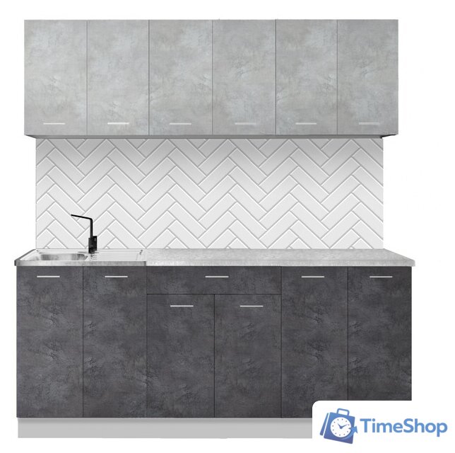 Готовая кухня Артём-Мебель Лана СН-113 без стекла 1.8 (бетон спаркс лайт/бетон спаркс) - Изображение №1 — Интернет-магазин Time-Shop