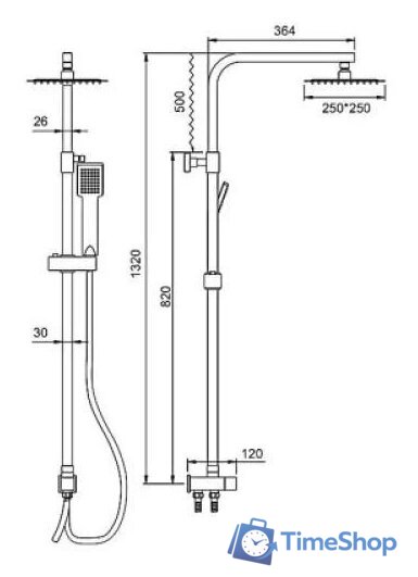 Душевая система  Ledeme L72400-1 - Изображение №2 — Интернет-магазин Time-Shop