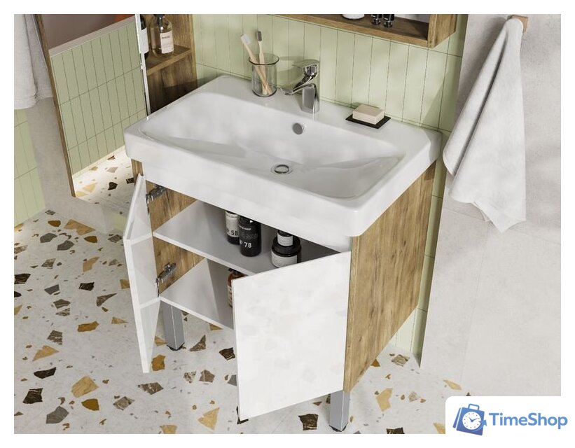  Акватон Тумба с умывальником Сканди Doors 70 1A2789K0SDZ90 (белый/дуб рустикальный) - Изображение №8 — Интернет-магазин Time-Shop