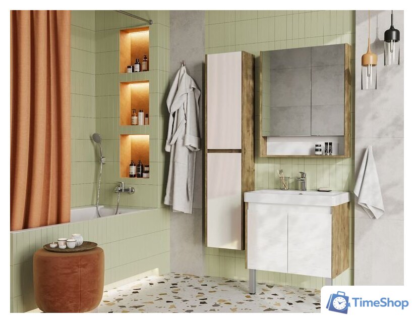  Акватон Тумба с умывальником Сканди Doors 70 1A2789K0SDZ90 (белый/дуб рустикальный) - Изображение №6 — Интернет-магазин Time-Shop