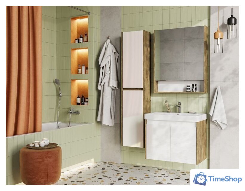  Акватон Тумба с умывальником Сканди Doors 70 1A2789K0SDZ90 (белый/дуб рустикальный) - Изображение №7 — Интернет-магазин Time-Shop